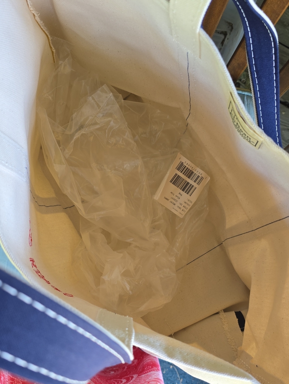 L.L. Bean Custom NO KINGS Cream Canvas Boat Tote Beach Bag with Navy Trim NWT - Picture 6 of 6